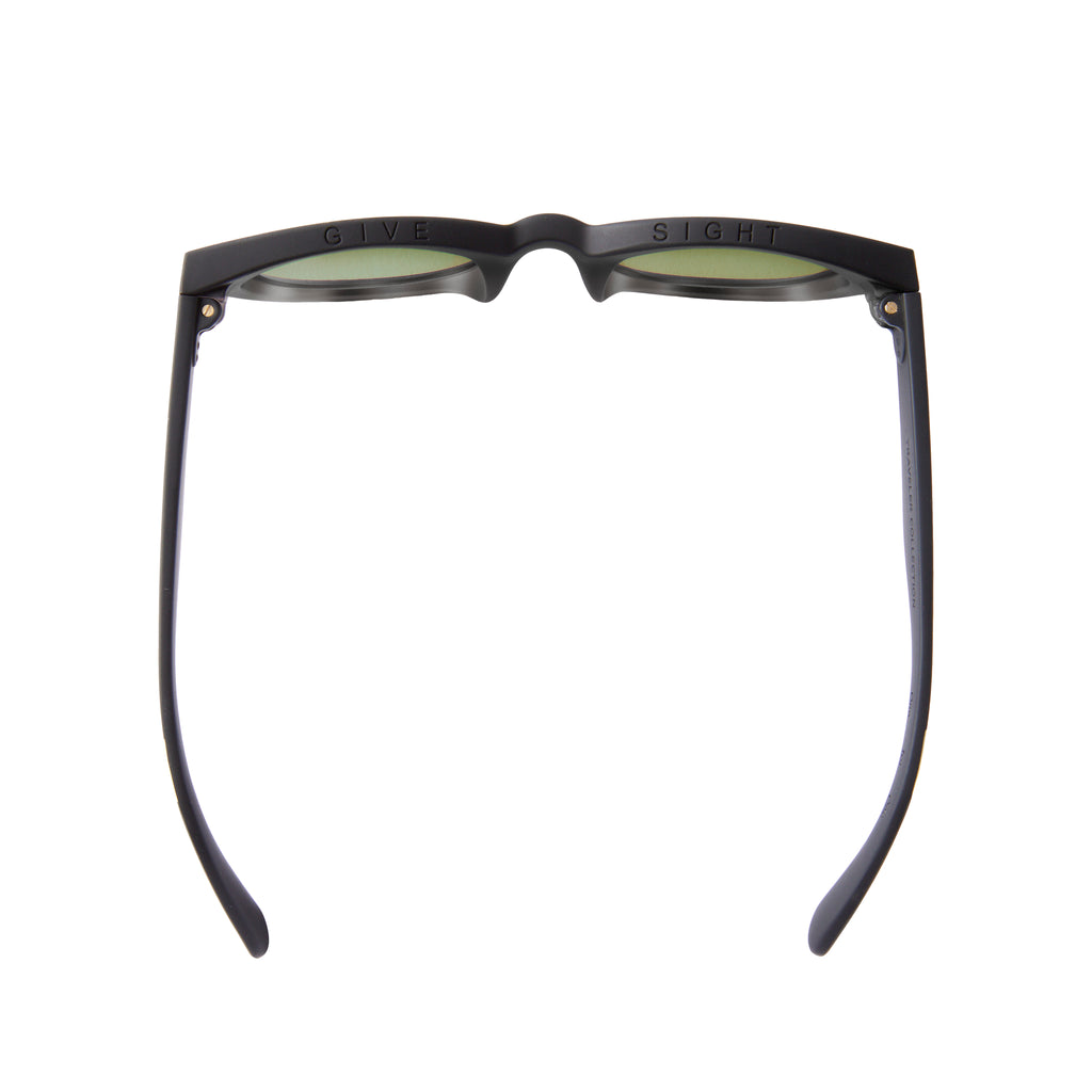 Dalston Traveler Sunglasses  - Matte Black Glass Bottle Green Top View