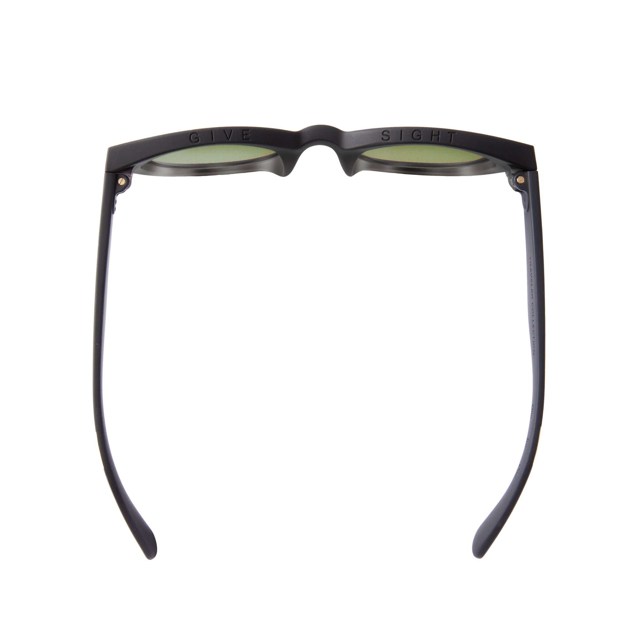 Dalston Traveler Sunglasses  - Matte Black Glass Bottle Green Top View