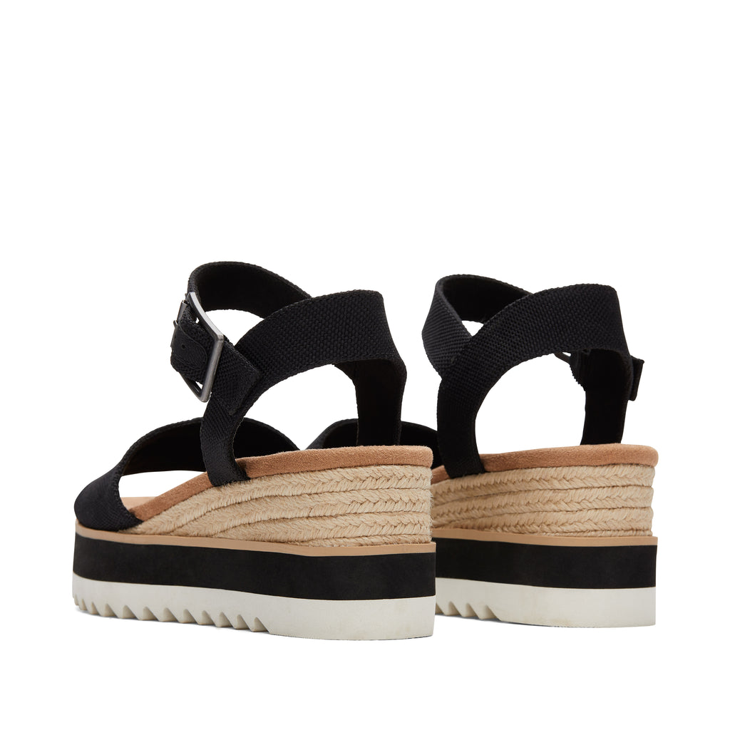 Diana Black Wedge Sandal Back View