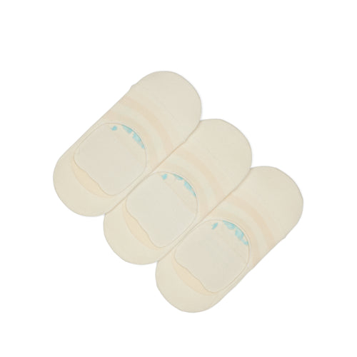 Classic No Show Socks Natural 3 Pack Front View