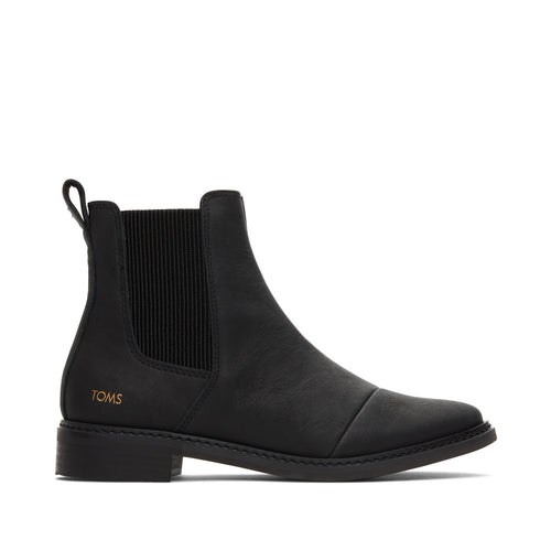 Charlie Black Leather Boot Side View