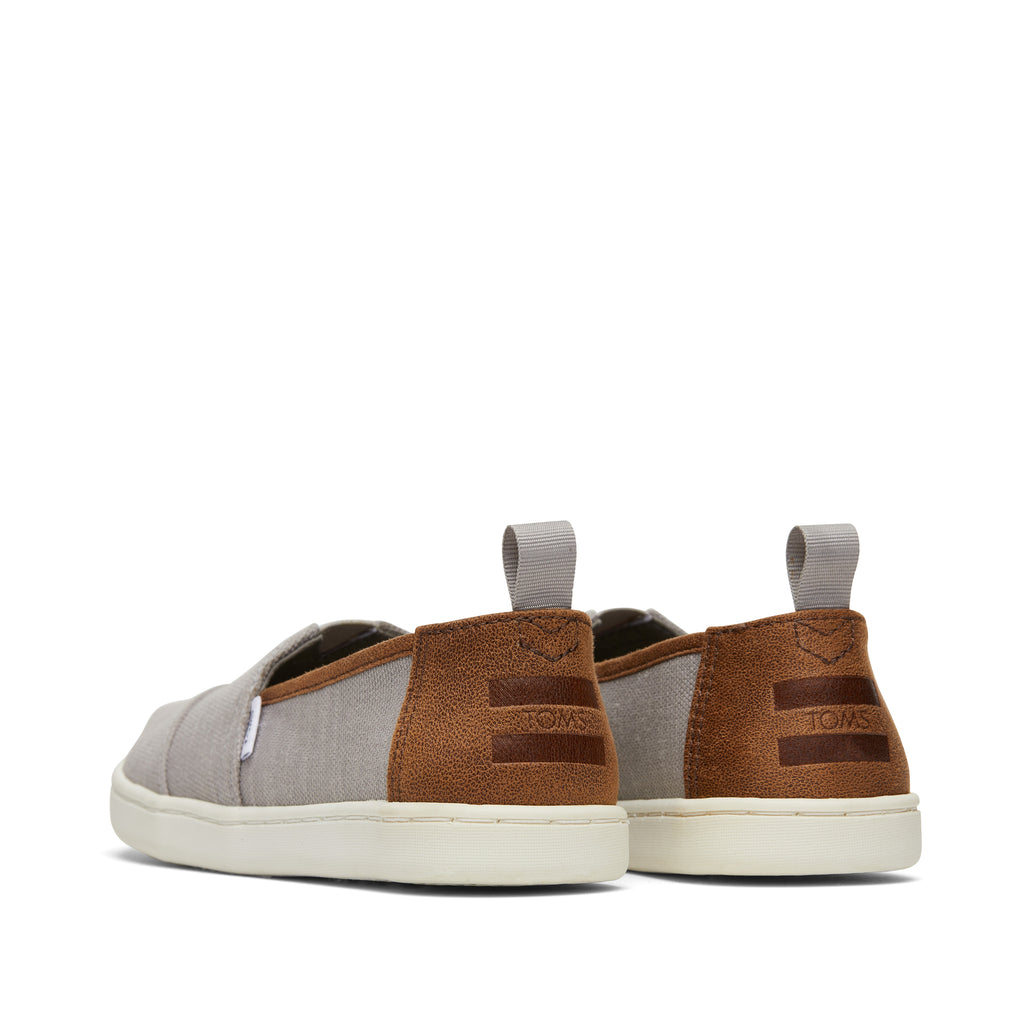 Youth Alpargata Grey Recycled Cotton Kids Shoe Back View