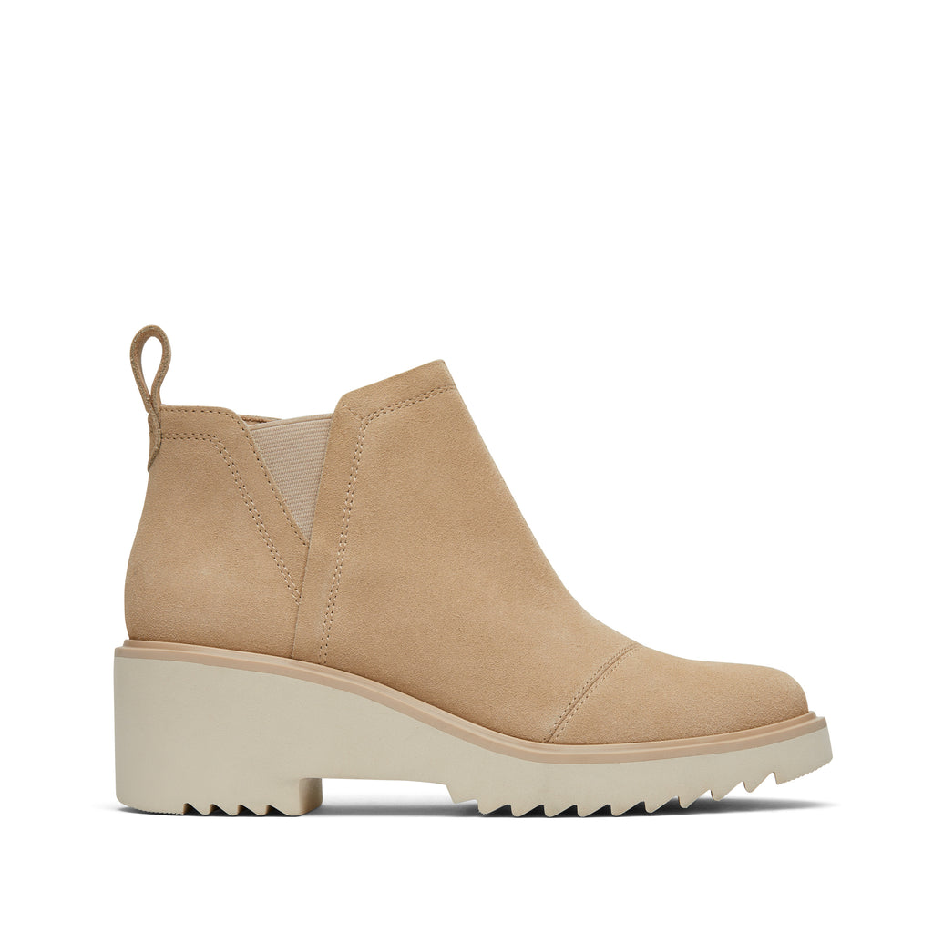 Maude Oatmeal Suede Wedge Boot Side View