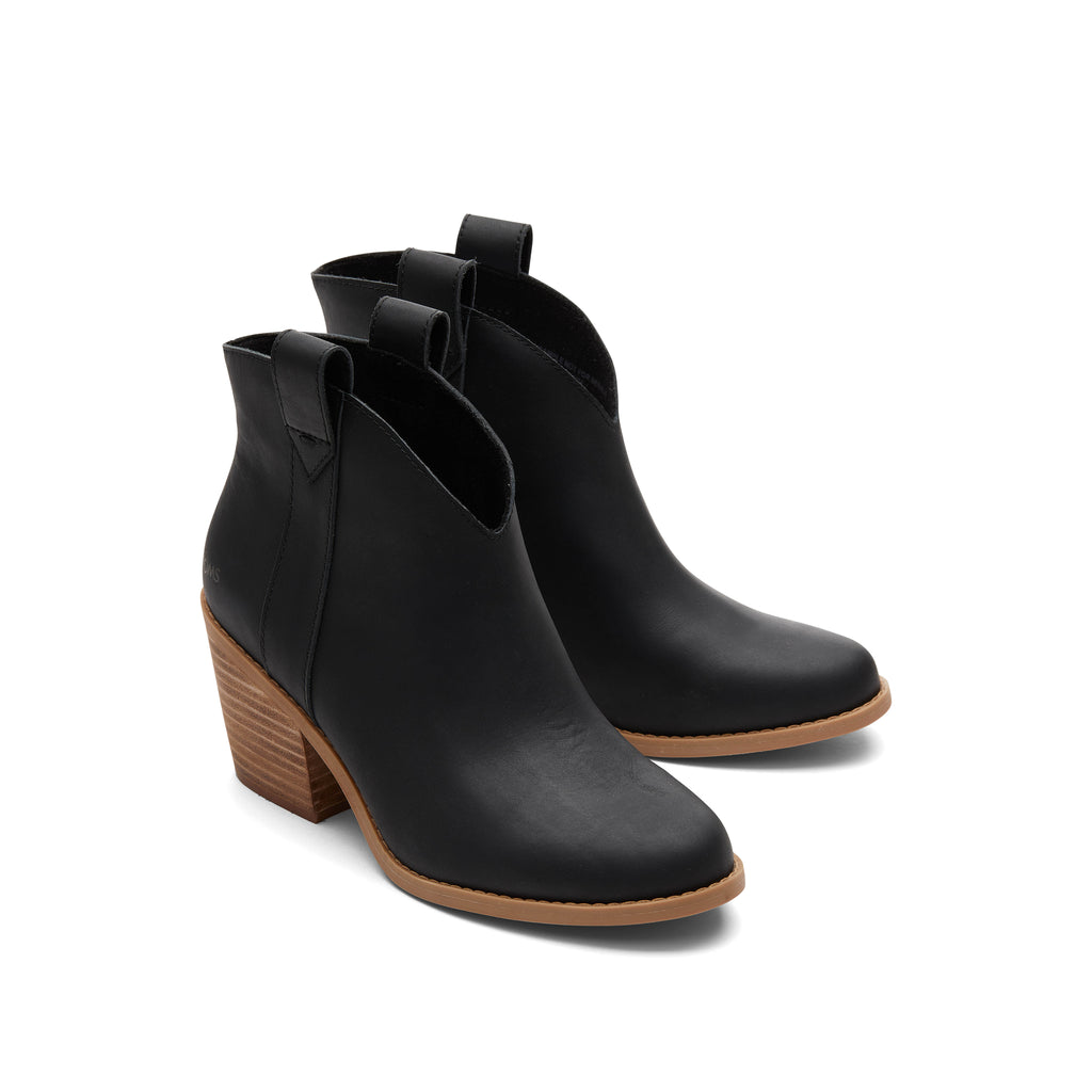 Constance Black Leather Heeled Boot Front View