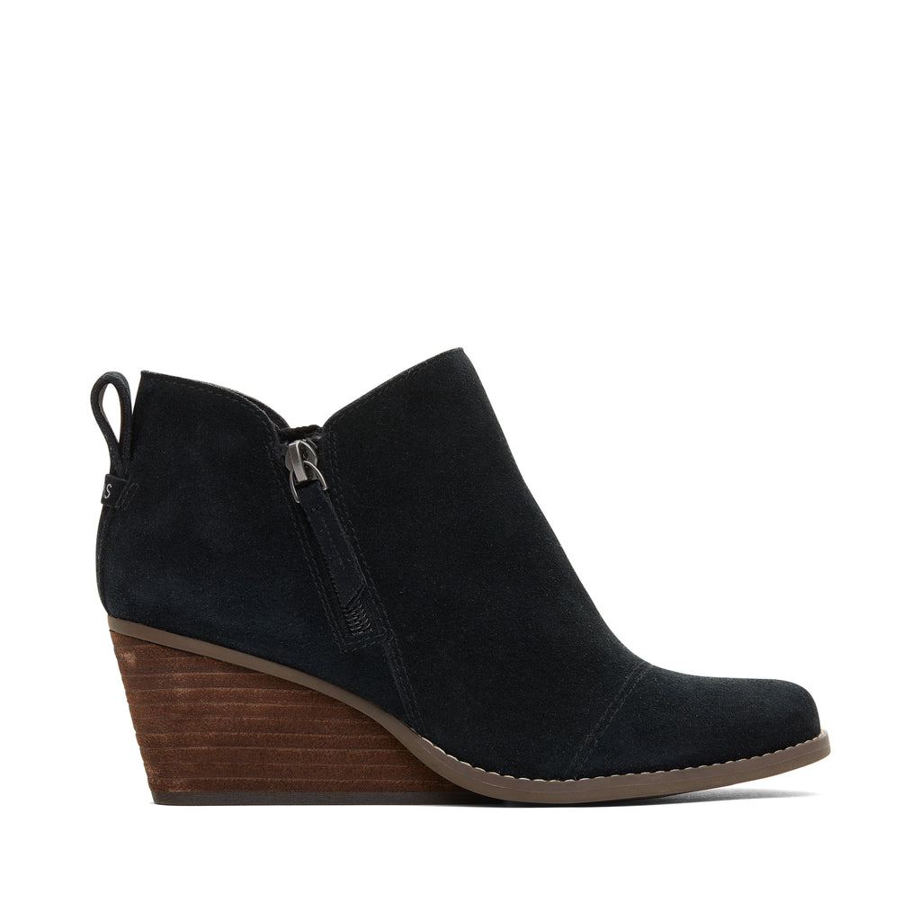 Goldie Black Suede Wedge Boot Side View