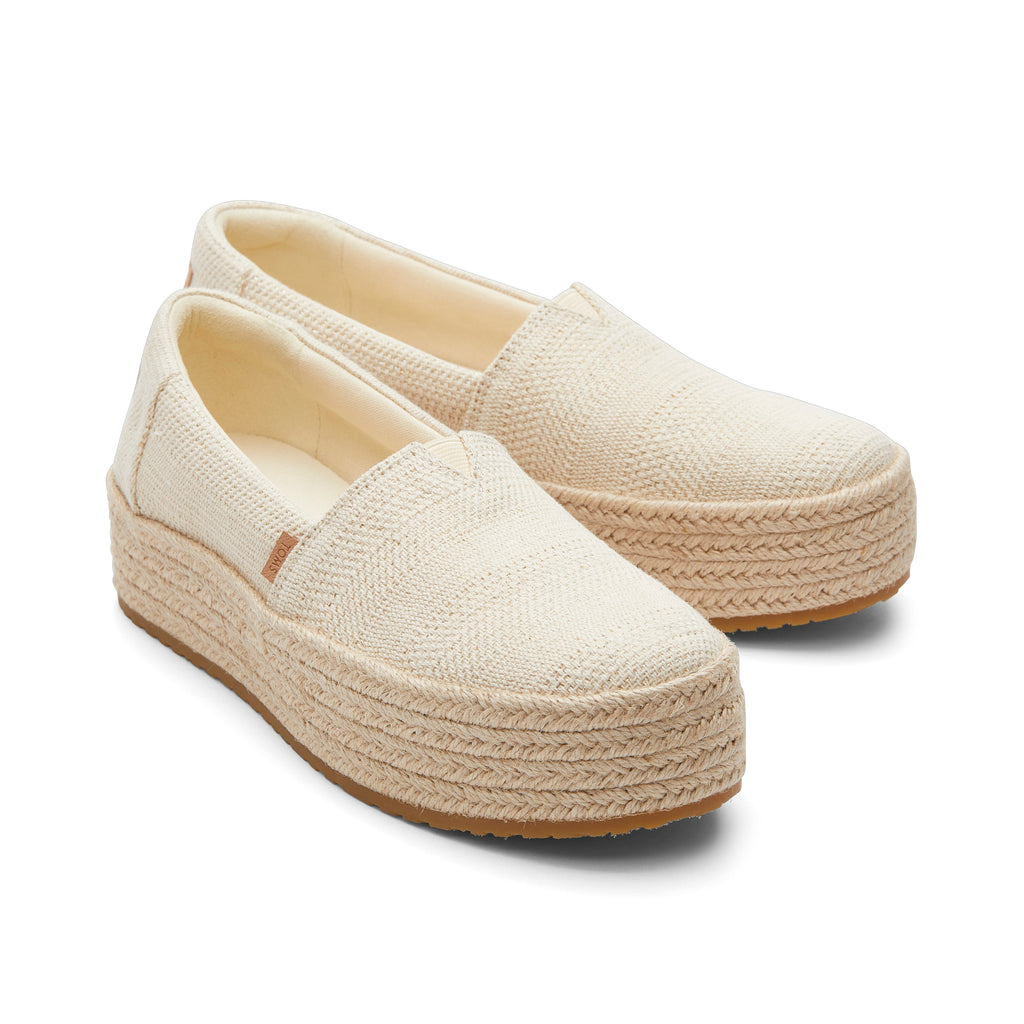 Valencia Undyed Metallic Linen Stripe Platform Espadrille Front View
