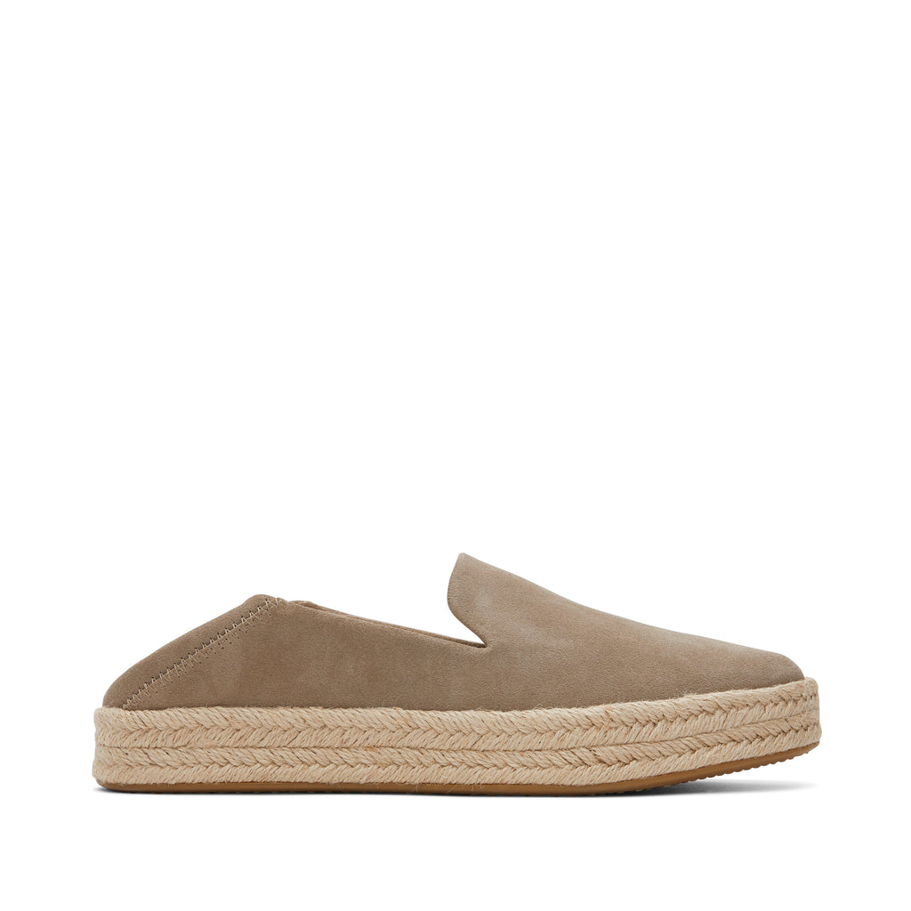 Carolina Taupe Suede Espadrille Side View
