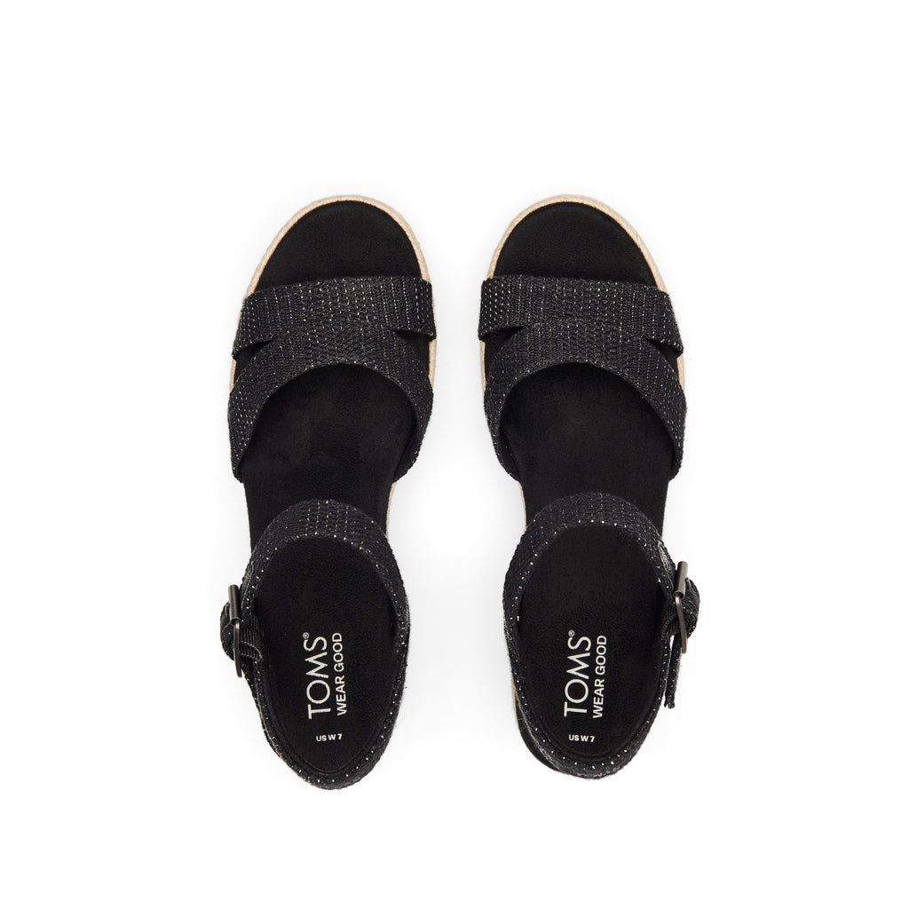 Audrey Black Metallic Wedge Sandal Top View