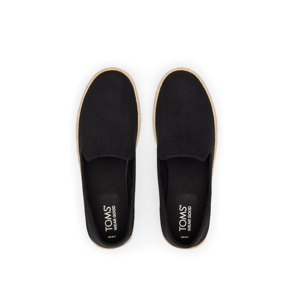 Carolina Black Twill Espadrille Top View