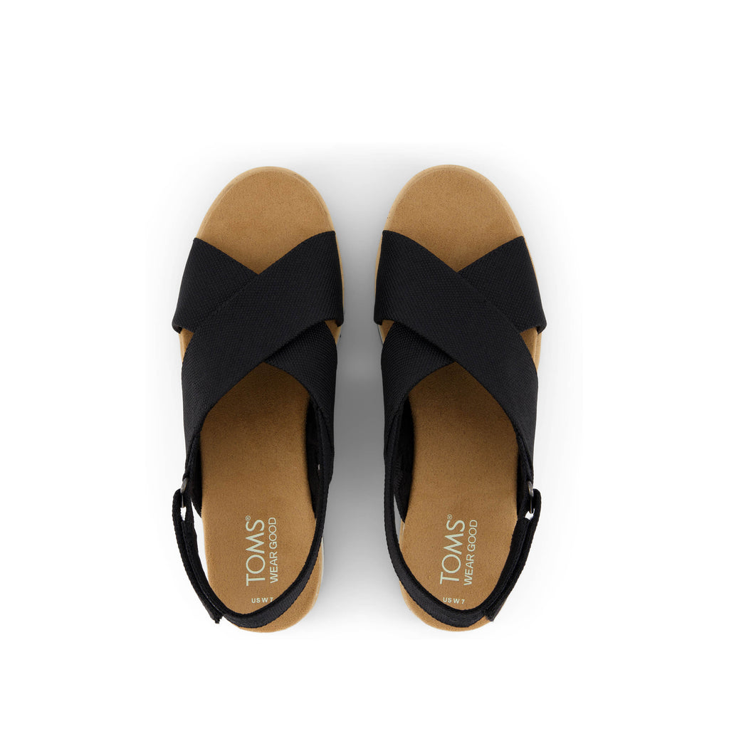 Diana Crossover Black Wedge Sandal Top View