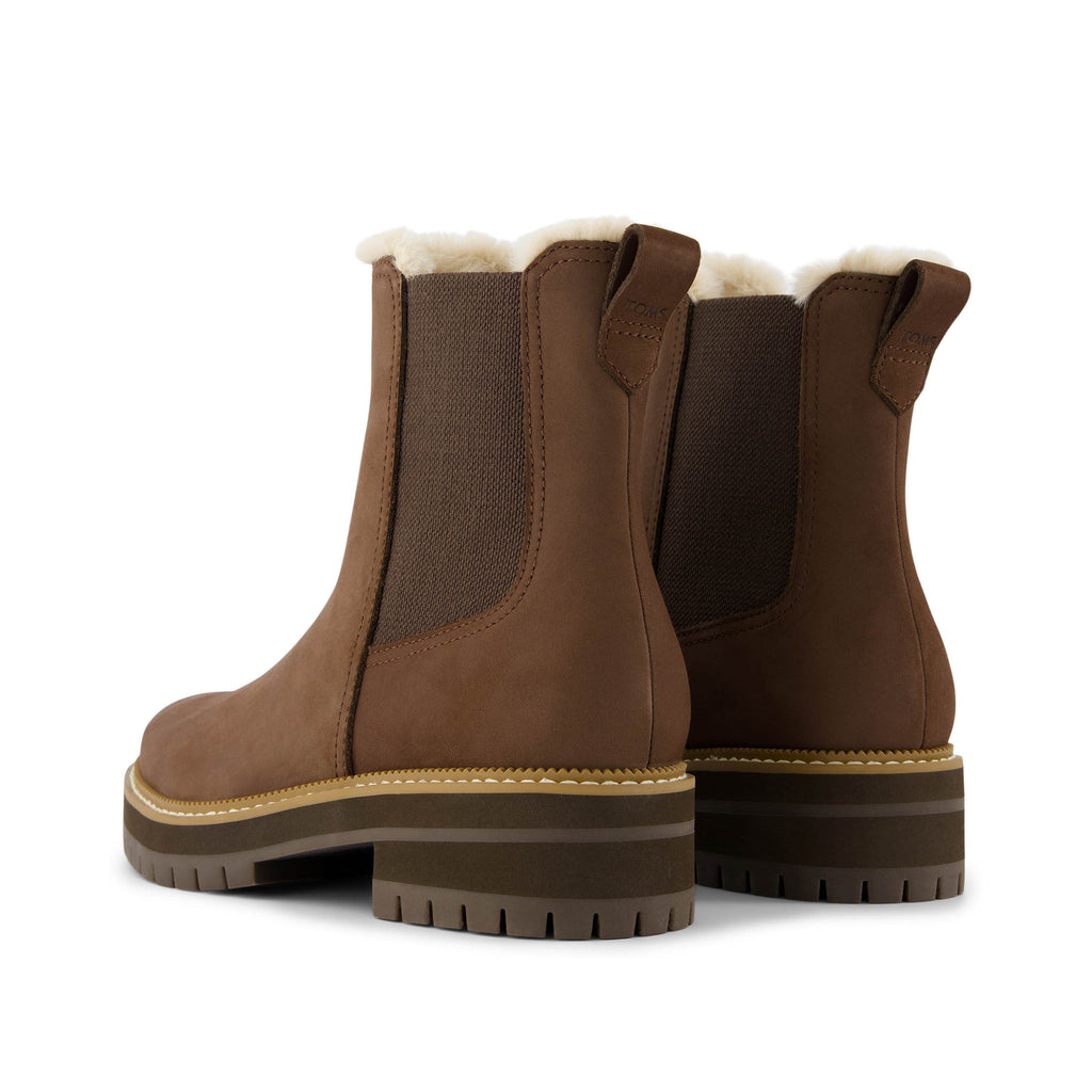 Bennet Boot - Water Resistant Oak Brown Nubuck Leather Faux Fur Back View