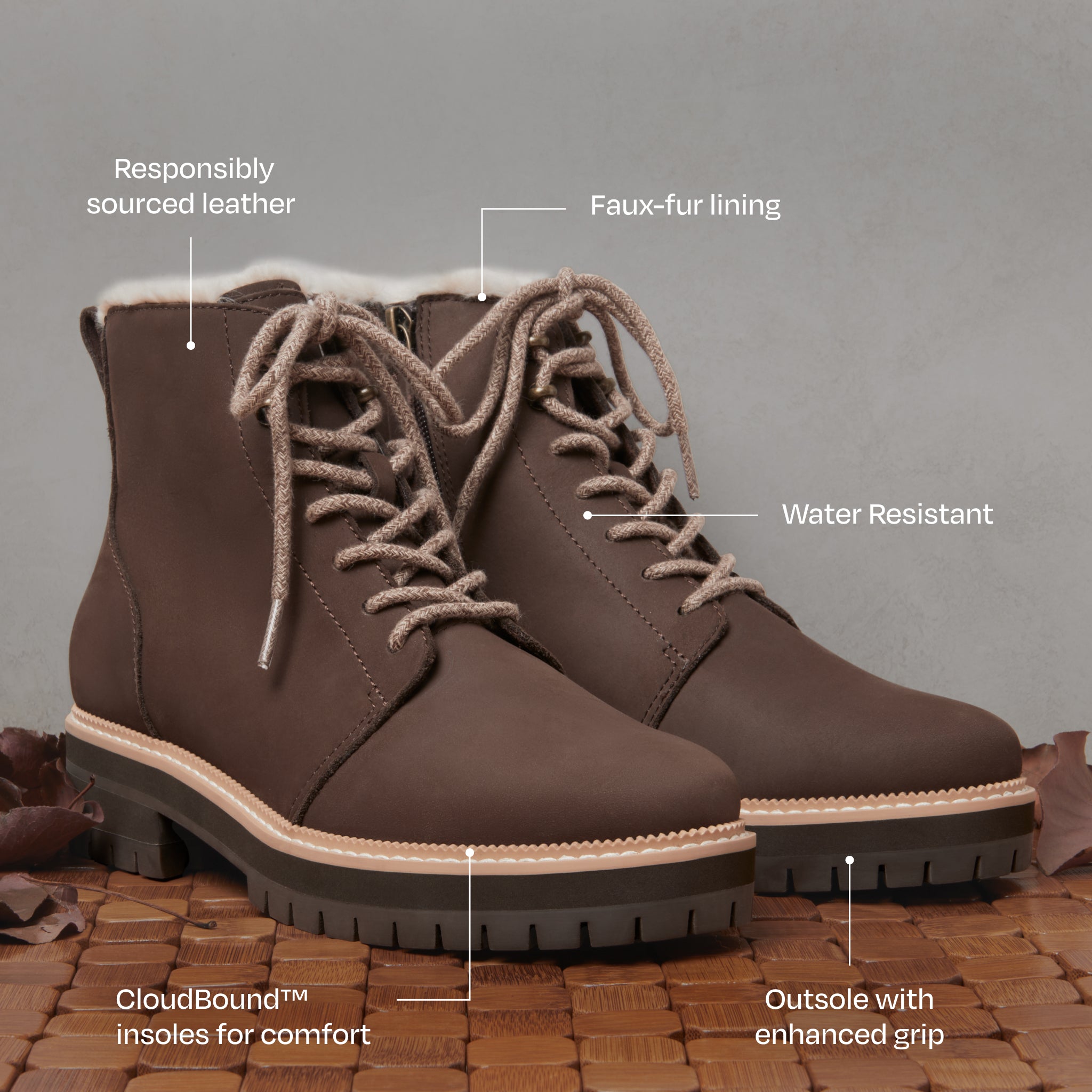 Wylder Laarzen - Waterbestendig donkerbruin nubuck leer/kunstbont