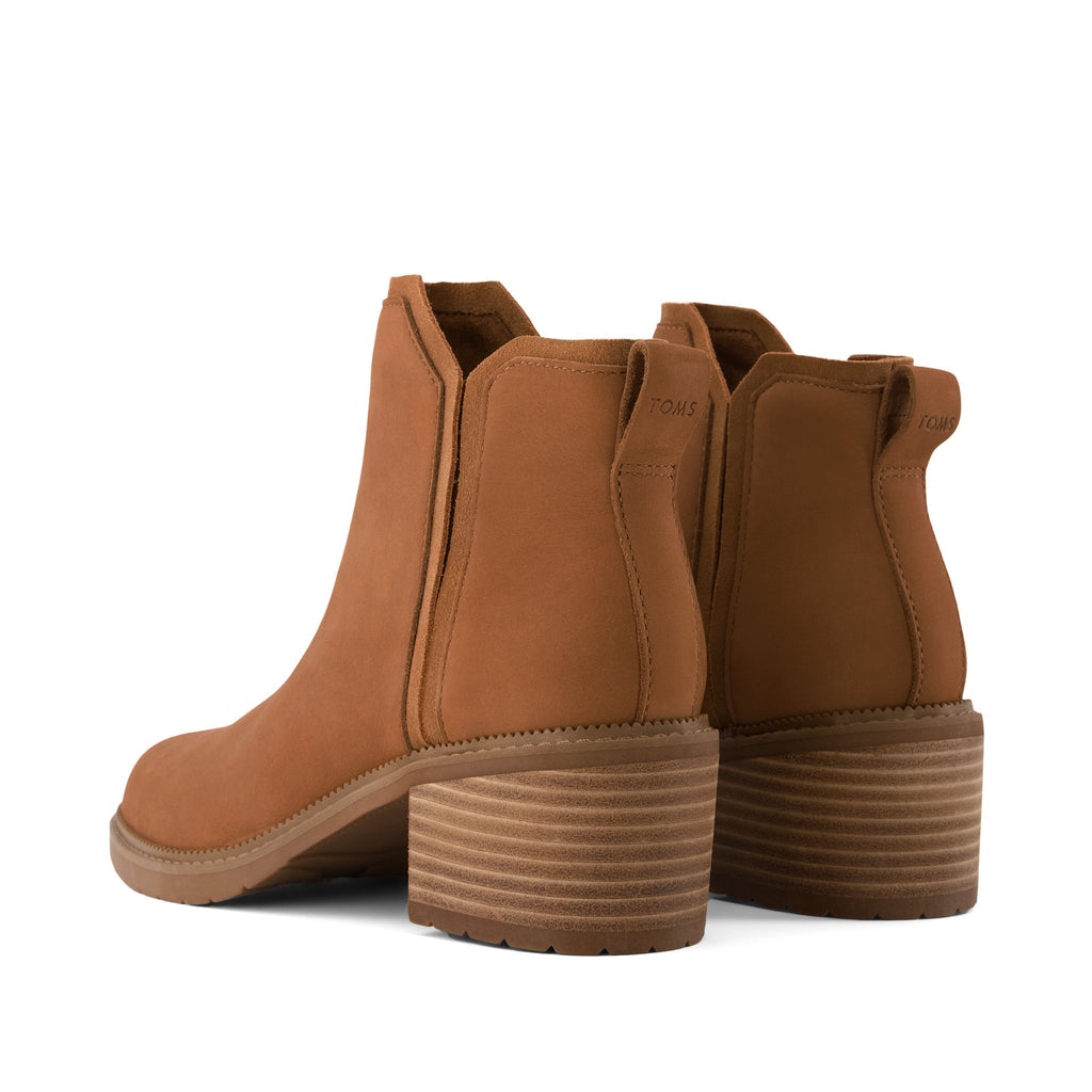 Hailey Heeled Boot - Water Resistant Brown Sugar Nubuck Leather Back View