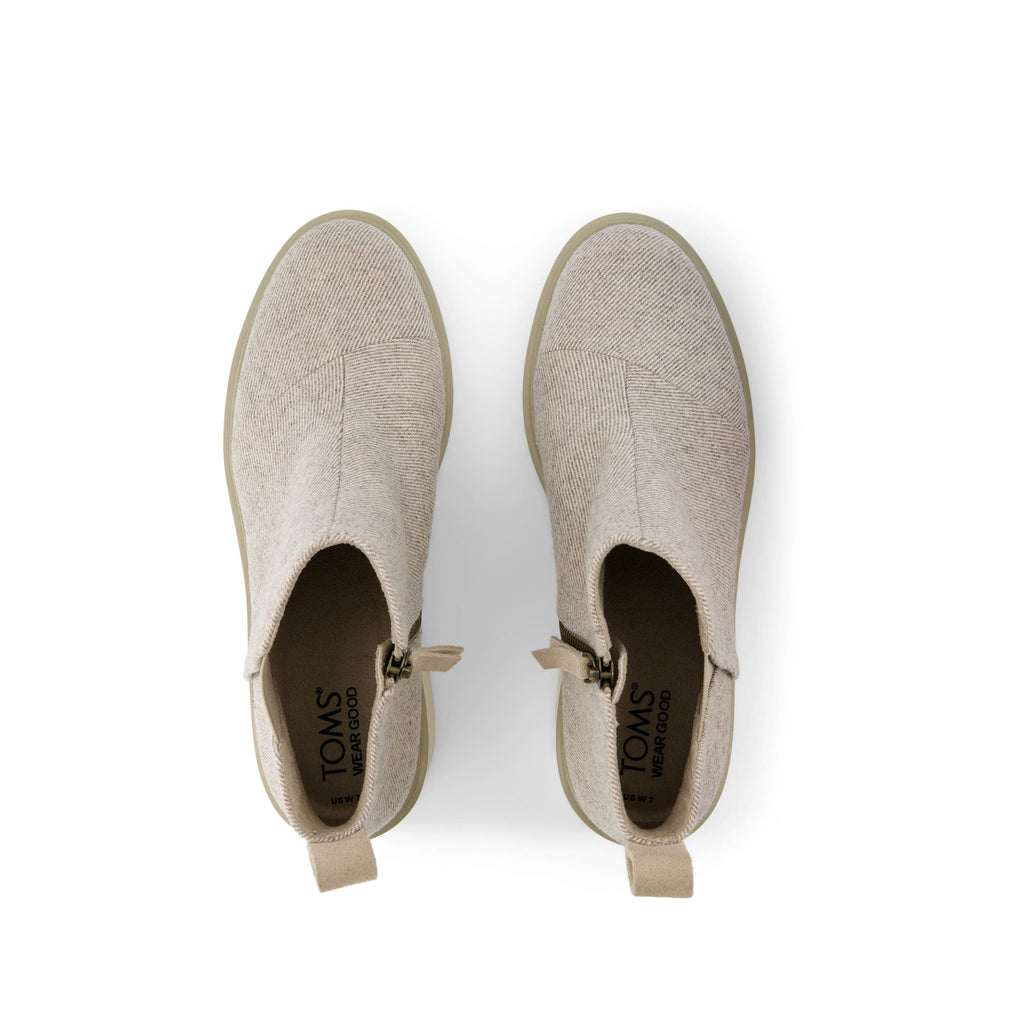 Maude Natural Shimmer Twill Wedge Boot Top View