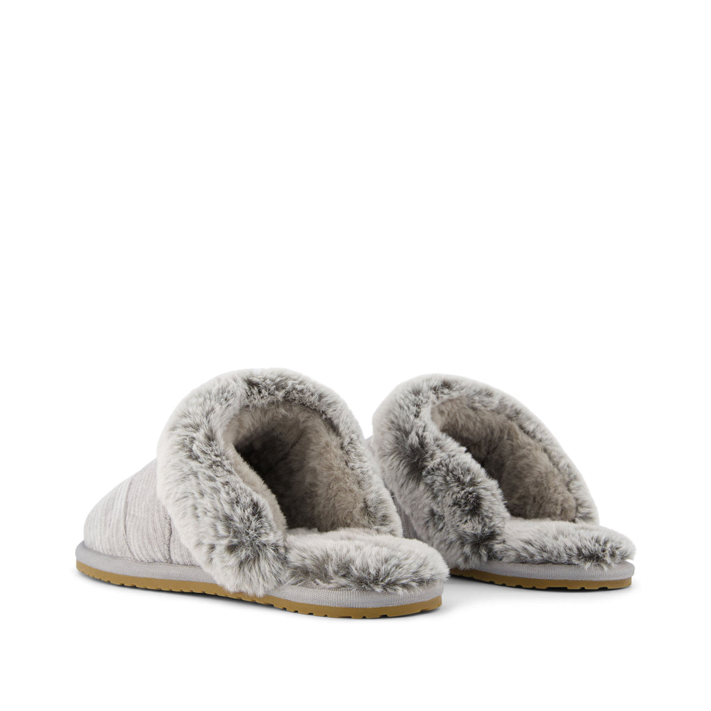 Valerie Slipper - Drizzle Grey Rib Knit Back View