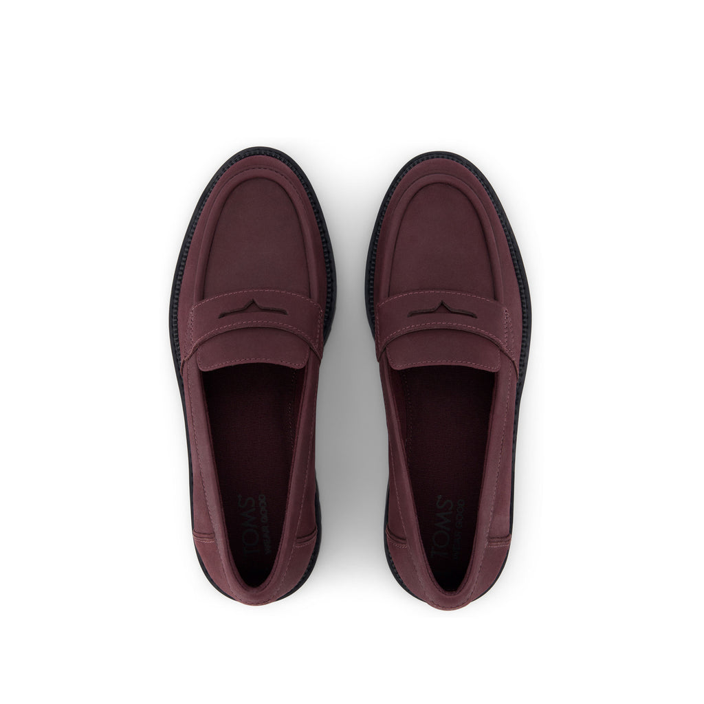 Cara Blackberry Leather Loafer Top View