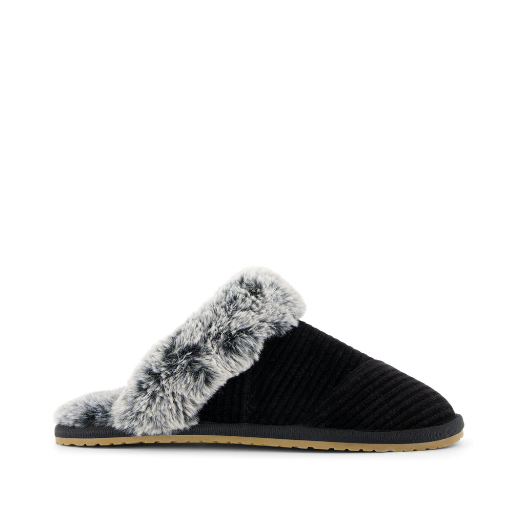 Valerie Slipper - Black Rib Knit Side View