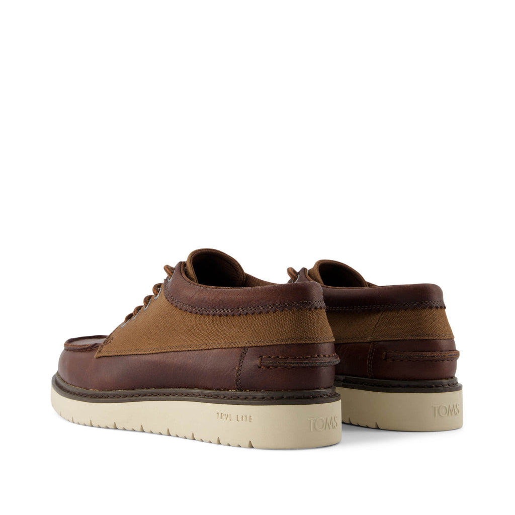 TRVL LITE Forrest - Dark Brown Leather and Waxed Canvas Back View