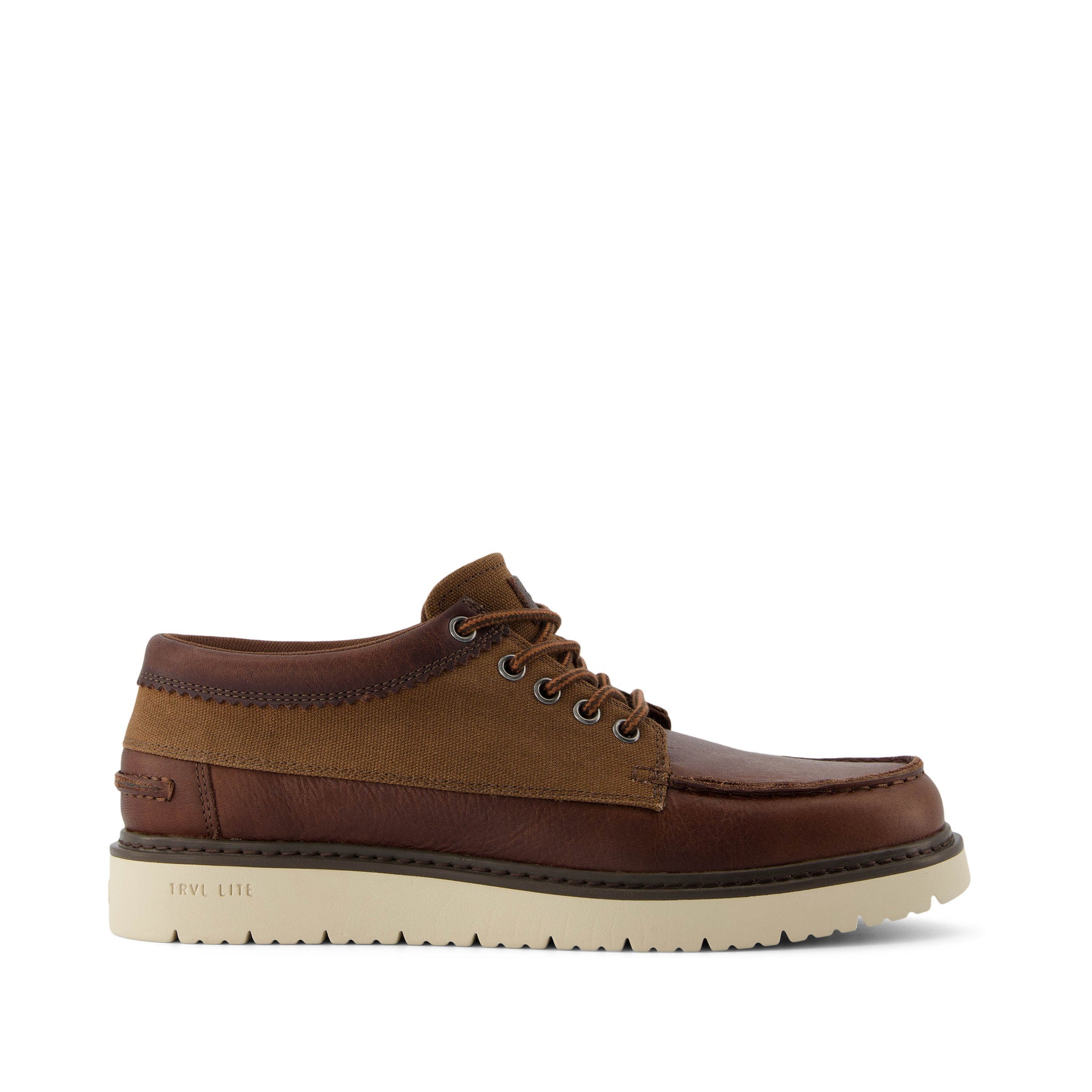 TRVL LITE Forrest - Dark Brown Leather and Waxed Canvas Side View