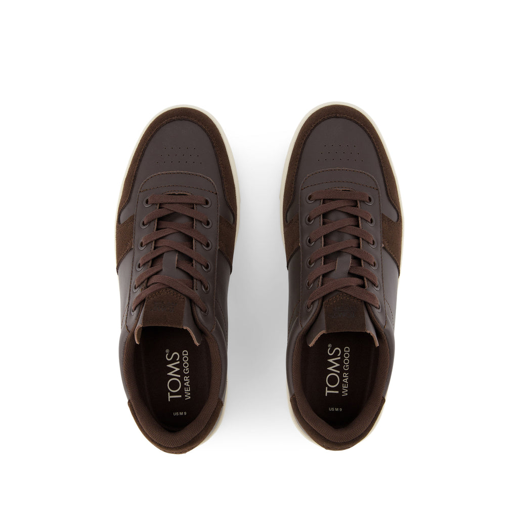 TRVL LITE Court Brown Leather Sneaker Top View