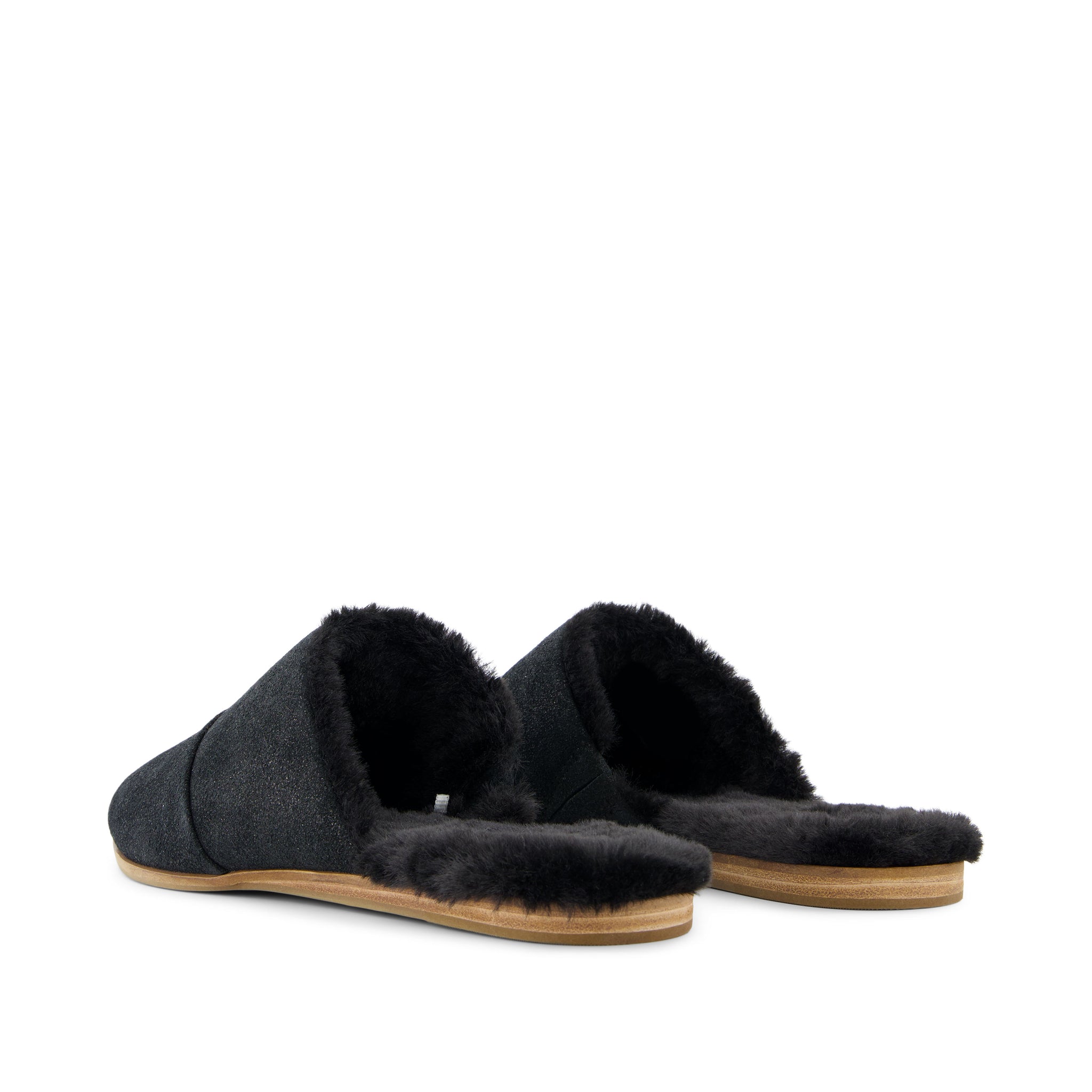 Jade Black Faux Fur Suede Flat Back View