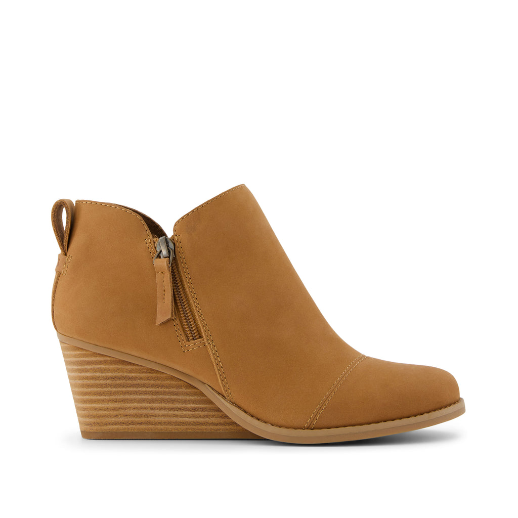 Goldie Brown Leather Wedge Boot Side View
