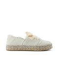 Carolina Schnür-Espadrille - Weißer Onyx-Denim mit Struktur und Ausfransungen