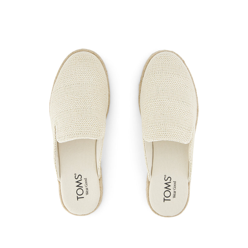 Santiago Mule Espadrille - Natural Undyed Metallic Linen Stripe Top View