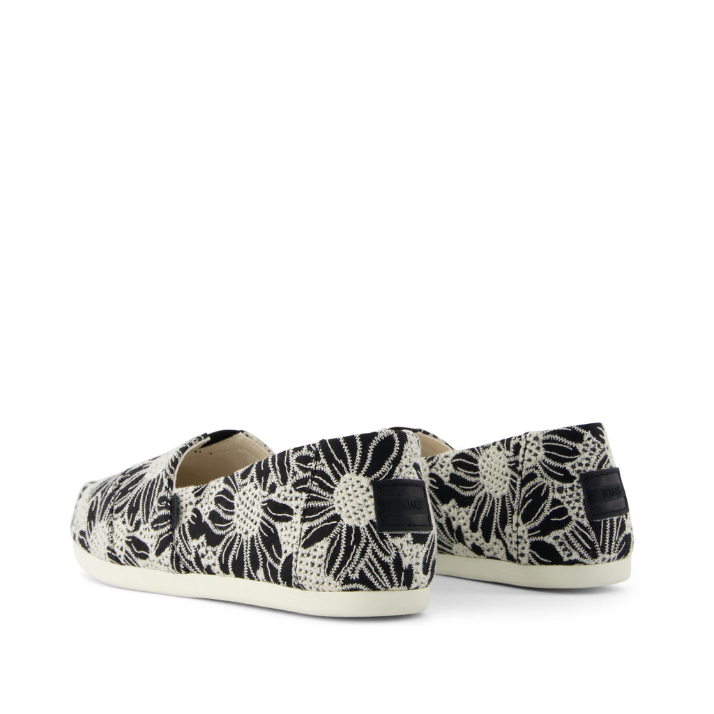 Alpargata Classic - Black Floral Eyelet Back View