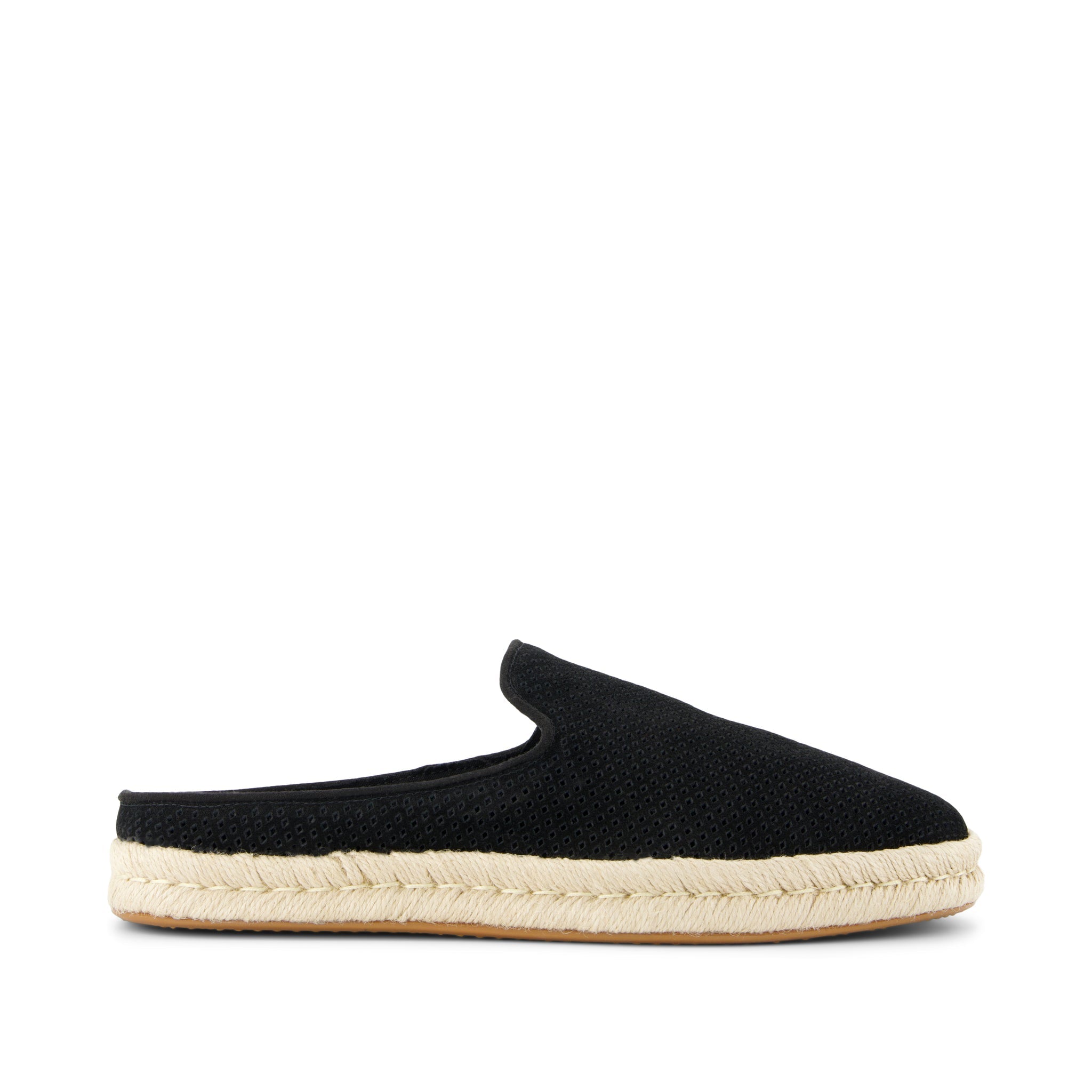 Santiago Mule - Black Diamond Perforated Suede Side View