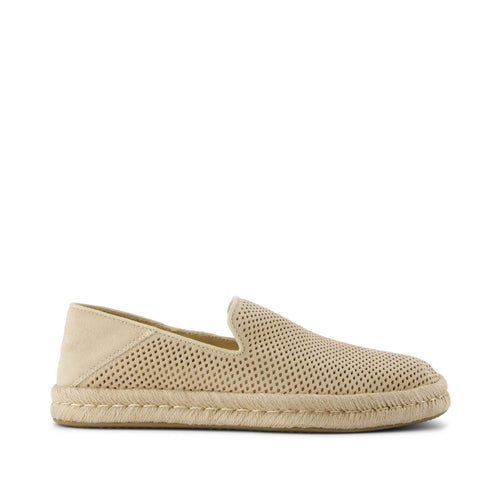 Santiago Loafer - Almond Diamond Perforated Suede Side View