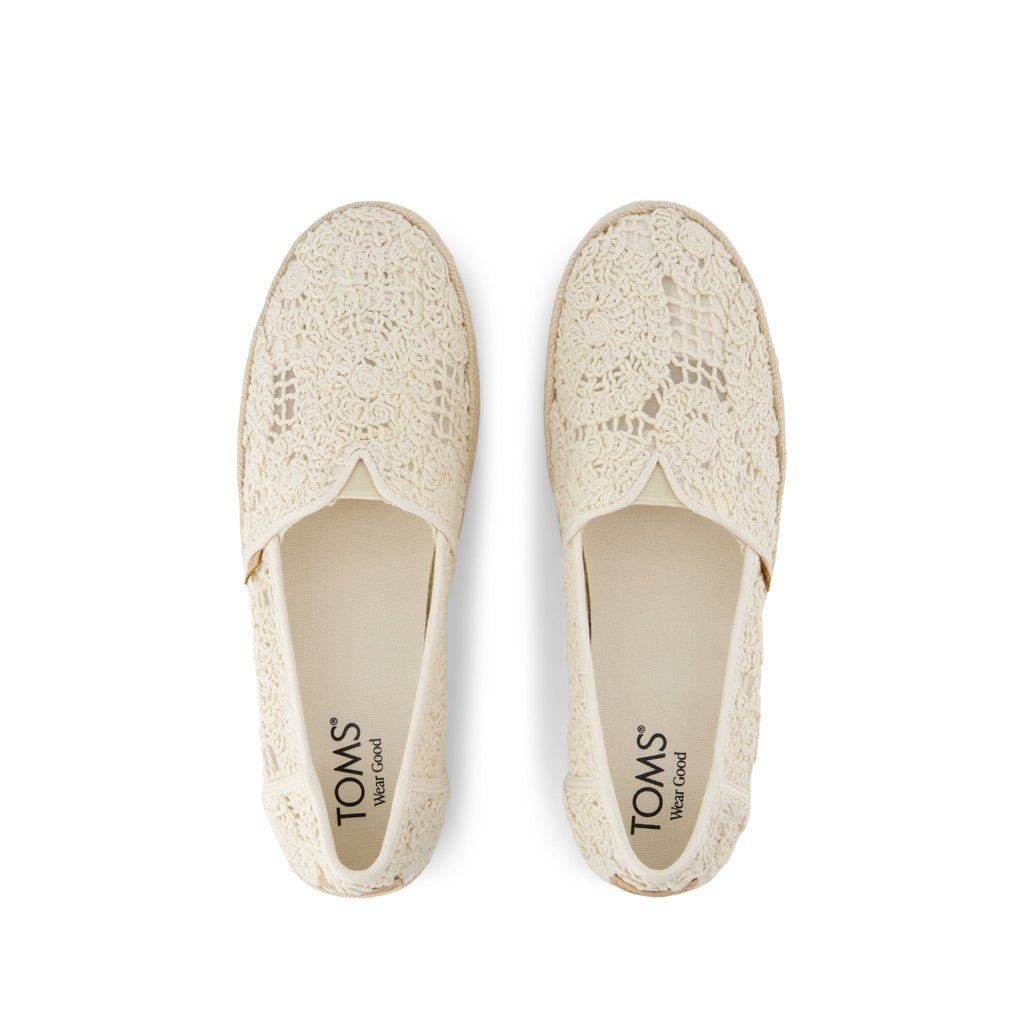 Valencia Platform Espadrille - Natural Crochet Lace Top View