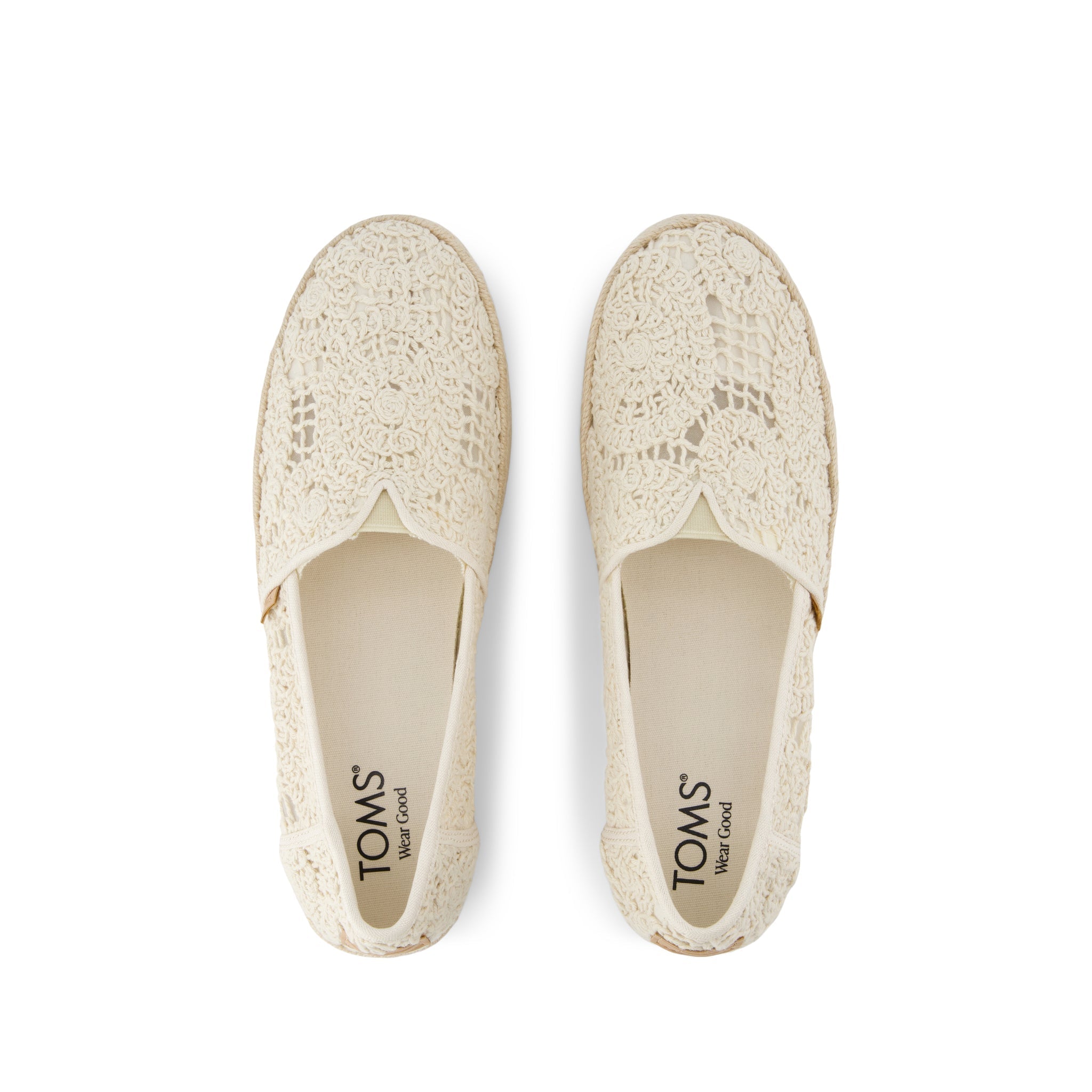 Valencia Platform Espadrille - Natural Crochet Lace Top View
