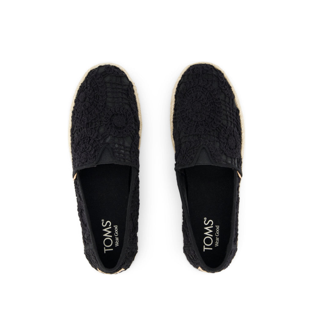 Alpargata Rope 2.0 Espadrille - Black Crochet Lace Top View