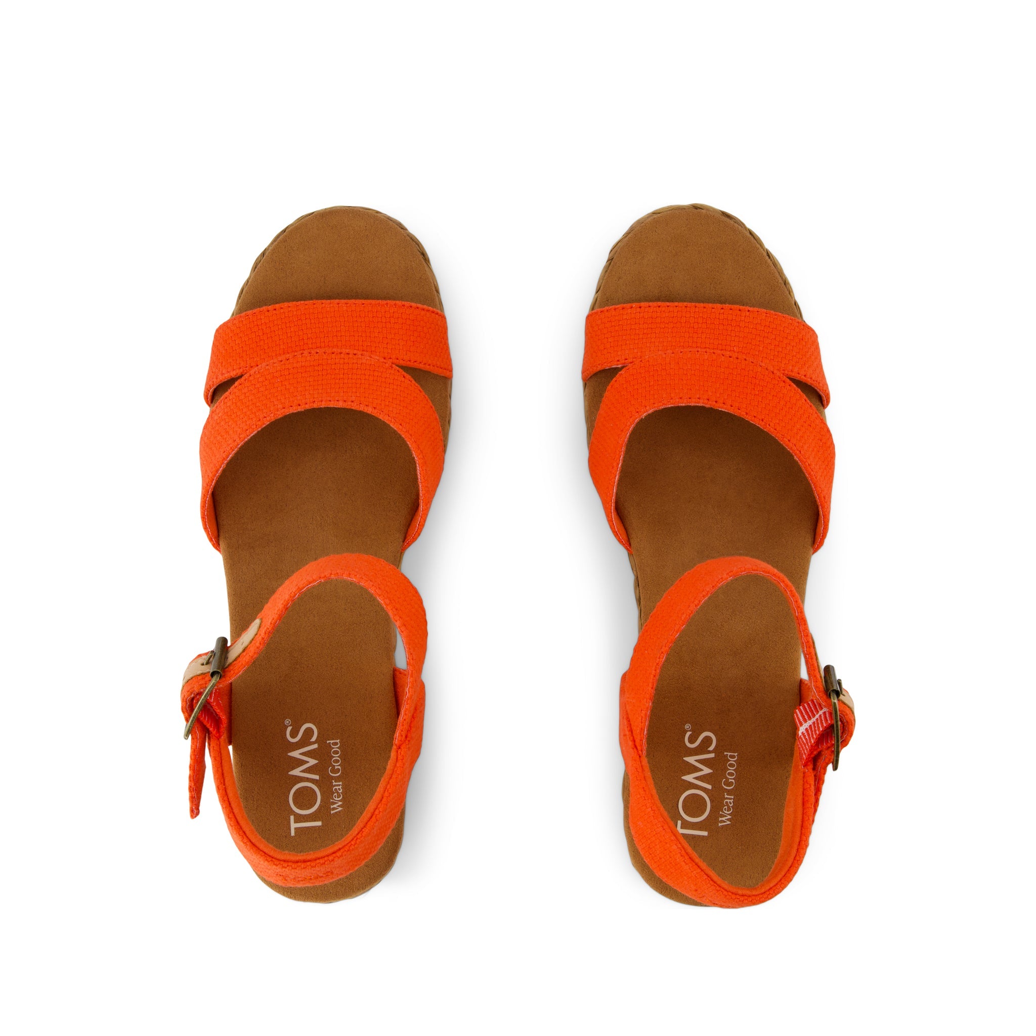 Audrey Wedge Sandal - Flame Beachside Woven Top View