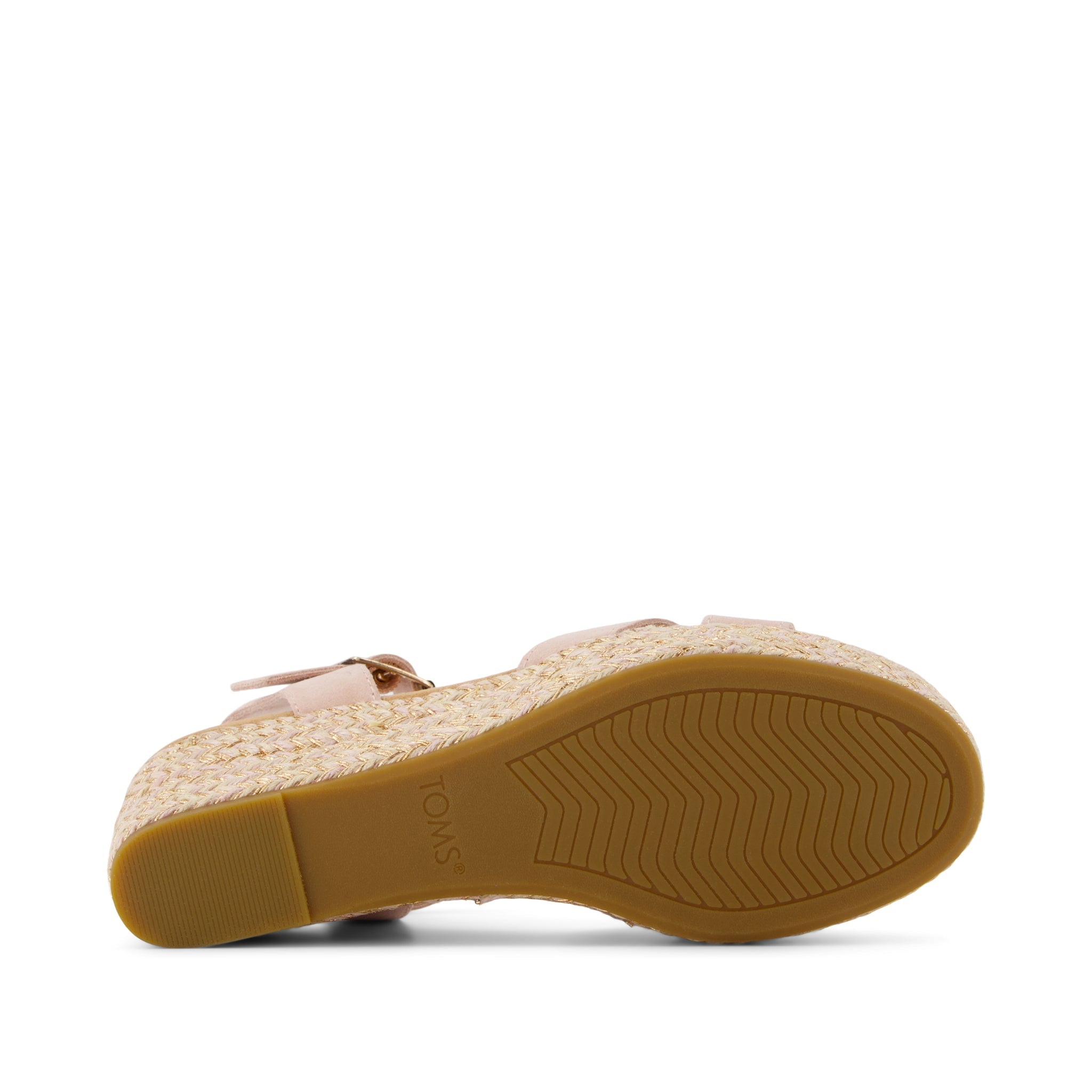 Audrey Wedge Sandal - Pale Rose Suede Bottom Sole View
