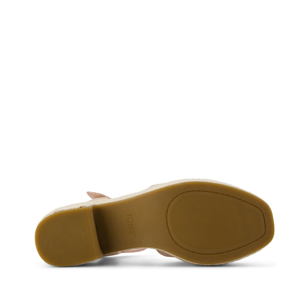 Isla Heeled Sandal - Pale Rose Metallic Suede Bottom Sole View