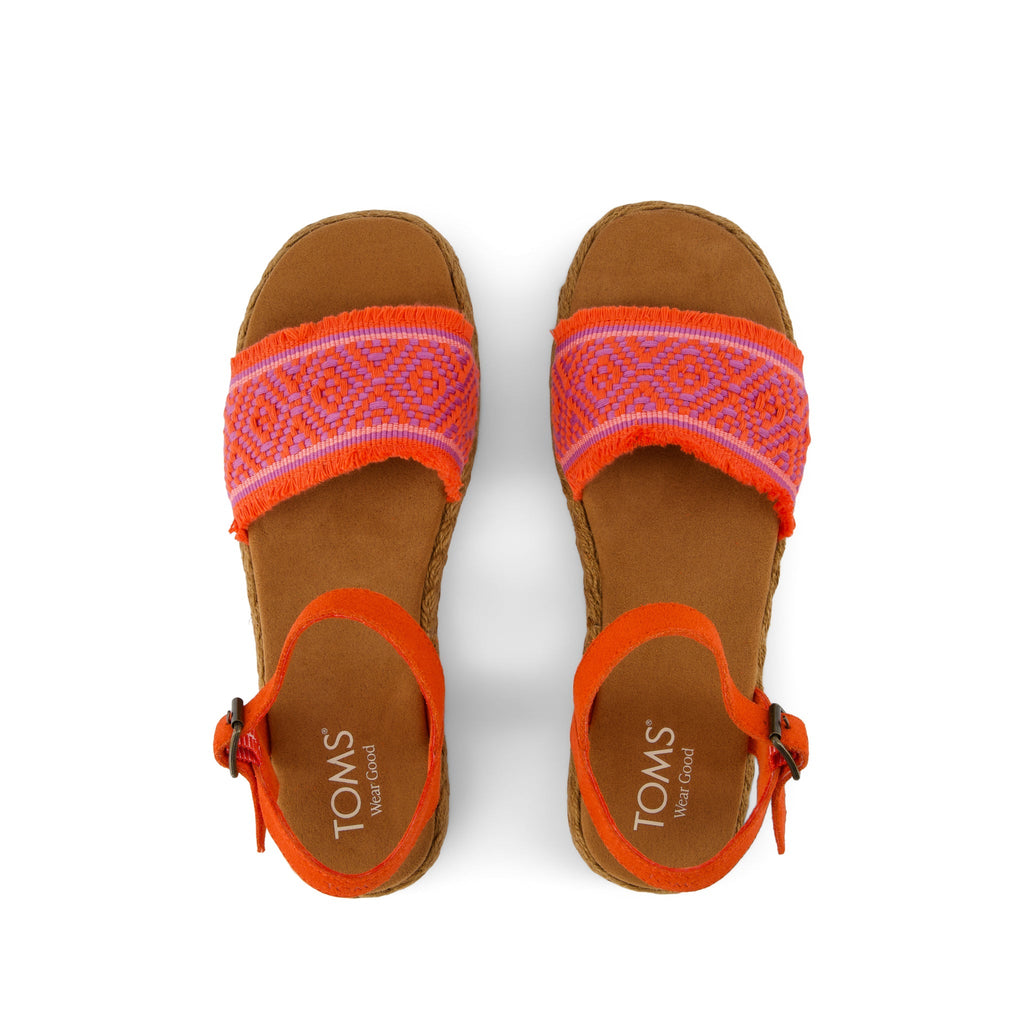 Abby Flatform Espadrille Sandal - Flame Diamond Global Woven Top View