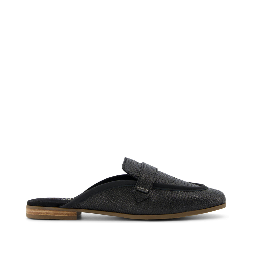Lynette Mule - Black Raffia and Leather Side View