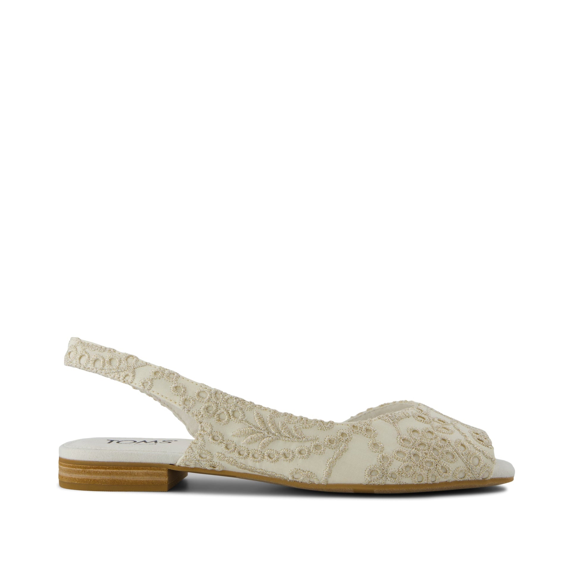 Briella Ballerinas mit offener Ferse - Beige botanische Ösenmusterdetails