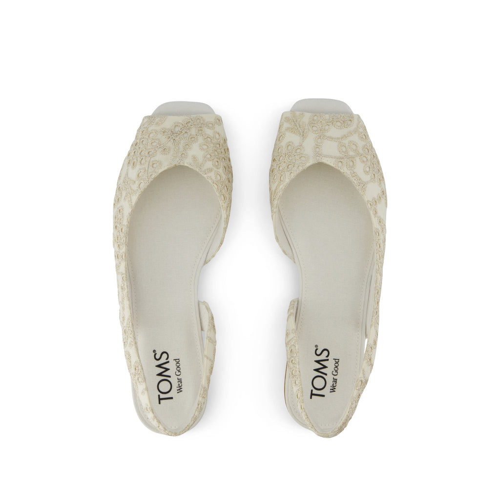 Briella Slingback Ballet Flat - Beige  Botanical Eyelet Top View