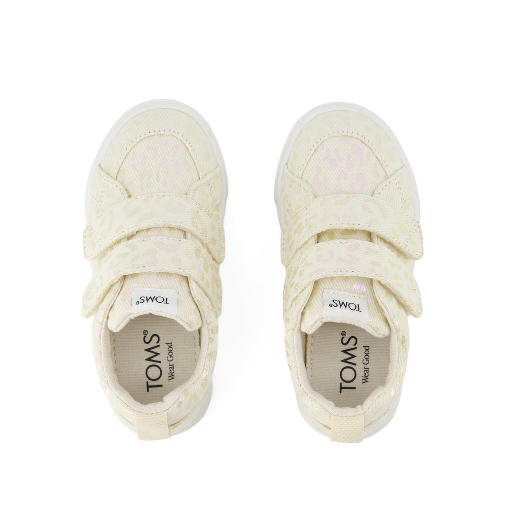 Cruz Double Strap Toddler Sneaker - Natural Iridescent Leopard Top View