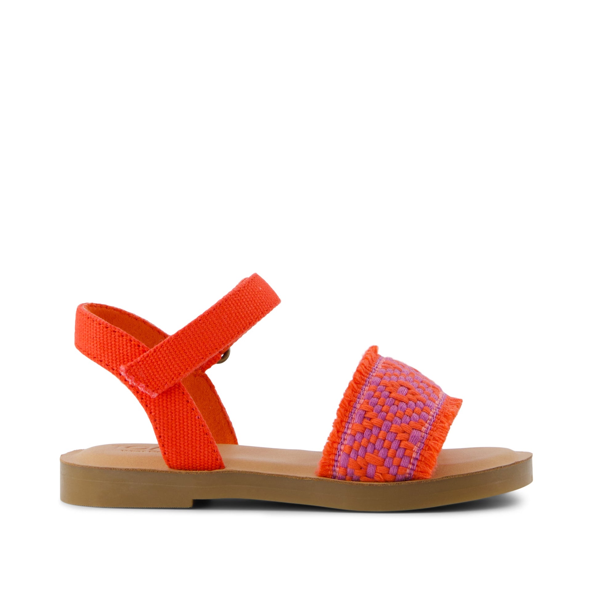 Remi Sandale - Flammenroter Riemen mit Rautemusterdetails