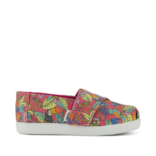 Alpargata Classic Toddler Shoe - Fuchsia Birds of Paradise Print Side View