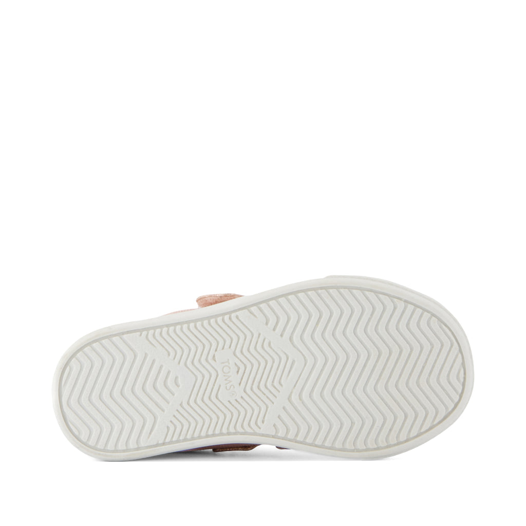 Cruz Double Strap Toddler Sneaker - Pale Rose Metallic PU Bottom Sole View