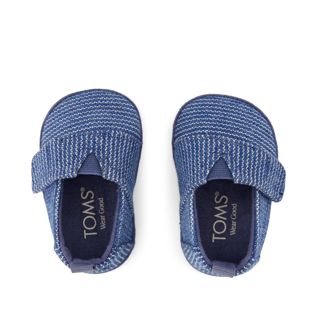 Layette Alpargata Crib Shoe - Dark Sky Subtle Stripes Top View