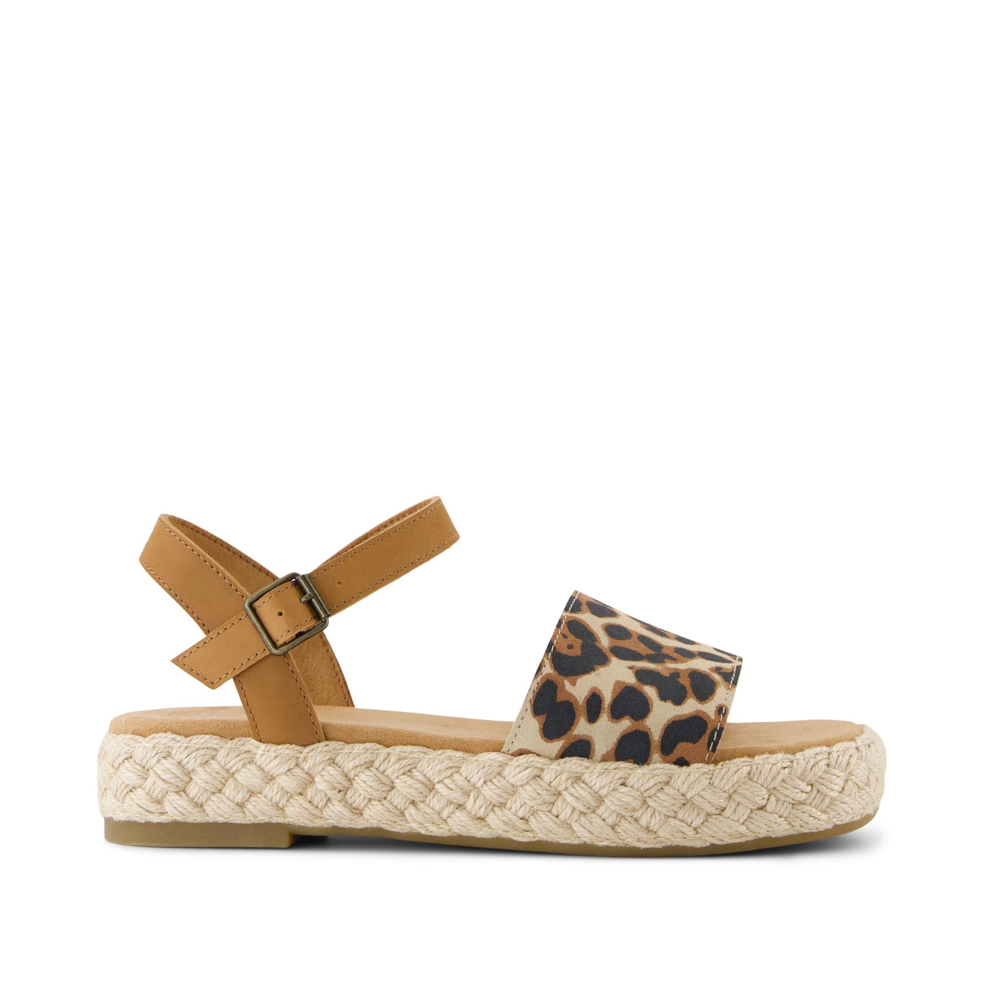 Abby Plateau Sandale - Wildleder/Leder mit Leopardenprint