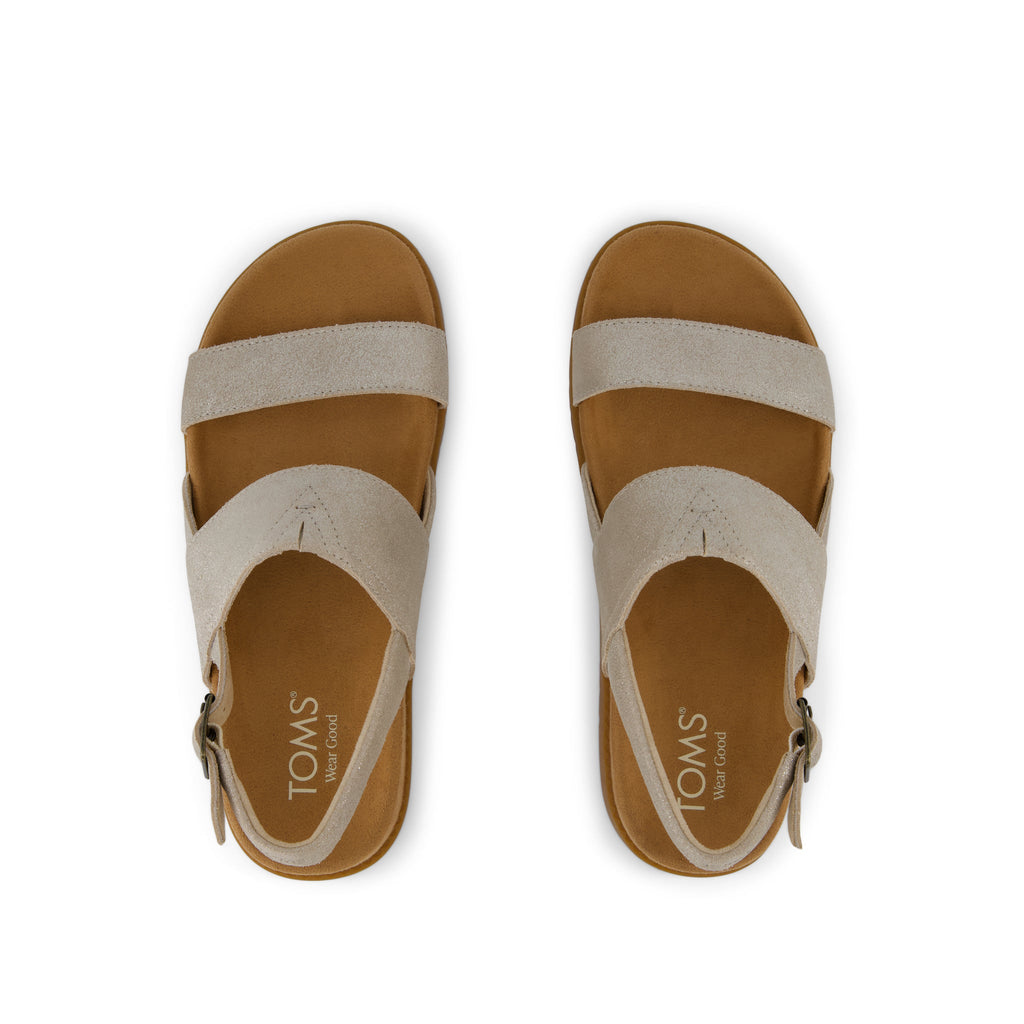 Marin Sandal - Champagne Metallic Suede Top View
