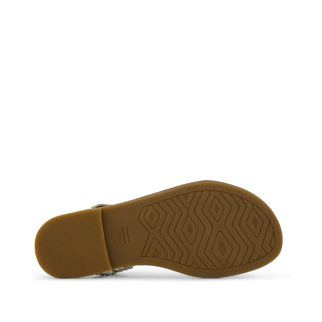 Kira Strappy Sandal - Gold Metallic Synthetic Braid Bottom Sole View