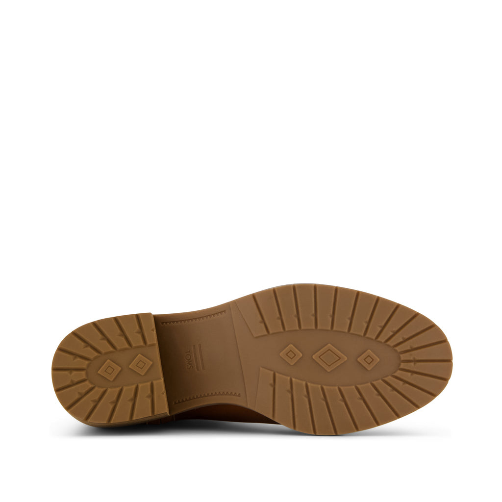 Hailey Boot - Amber Brown Leather with Woven Basket PU Bottom Sole View